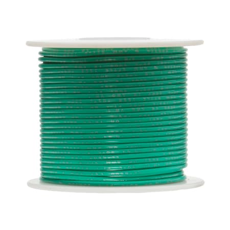28 AWG Gauge Solid Hook Up Wire, 500 Ft Length, Green, 0.0126 Diameter, UL1007, 300 Volts